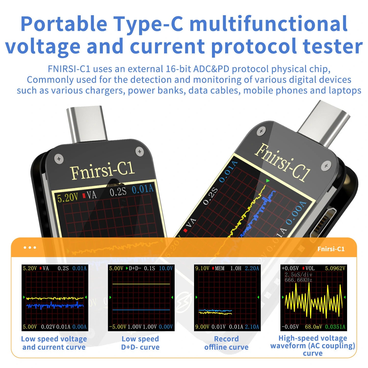 FNIRSI C1 Voltmeter Amperemeter Strom Voltmeter USB Tester