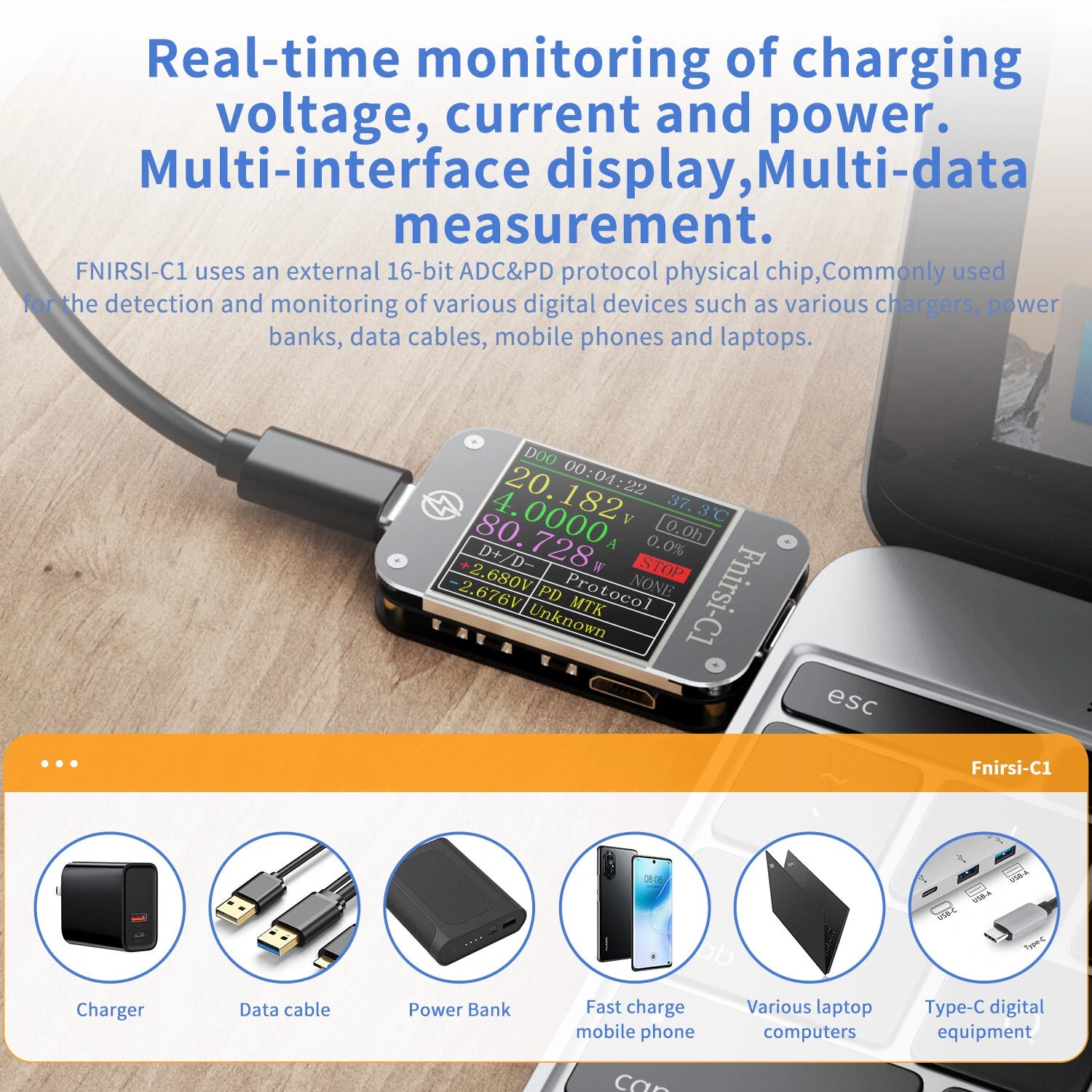 FNIRSI C1 Voltmeter Amperemeter Strom Voltmeter USB Tester