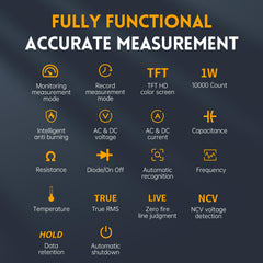 Fnirsi DMT-99 Handheld Digital Multimeter 10000 Counts Voltage Current Resistance Capacitance Frequency Temperature NCV