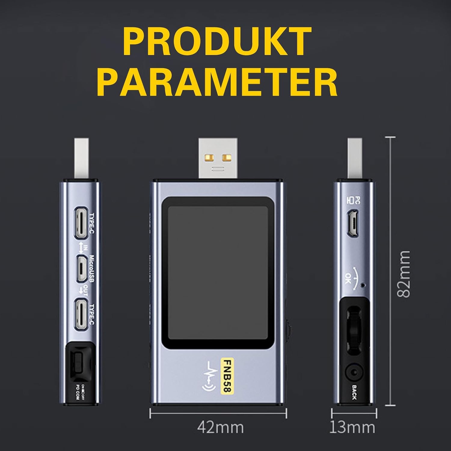 FNIRSI FNB58 USB Tester, Digital Voltmeter with Bluetooth 